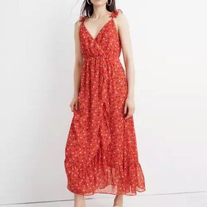 Madewell Ruffle-Strap Wrap Dress in Prairie Posies
